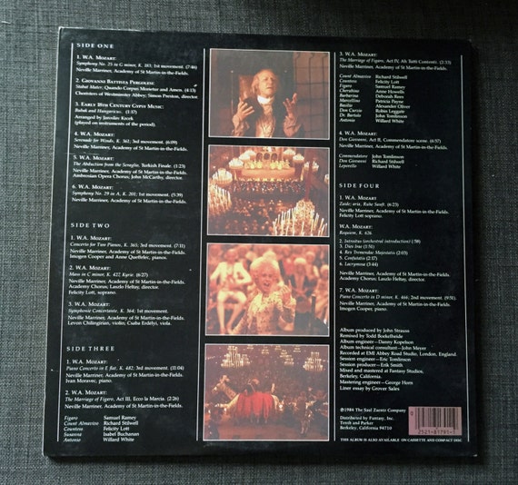 Amadeus Original Soundtrack Recording on Fantasy Movie Soundtrack