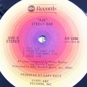 Vintage Steely Dan Aja 1977 LP Record Vinyl Album 12 quot 70s Peg Josie Vintage Steely Dan Aja 1977 LP Record Vinyl Album 12 quot 70s Peg Josie