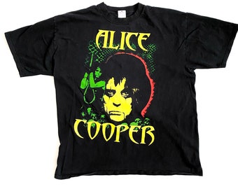 Vintage Alice Cooper USA Tour Tee Shirt Black Size XL Lettering Authentic 2000s Y2k Cotton T-Shirt