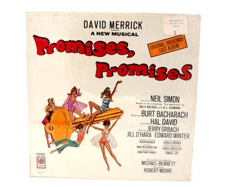 Disco de vinilo vintage de 1968 Promises, Promises, con el elenco original de Broadway, LP de 12 pulgadas, para teatro de los años 60