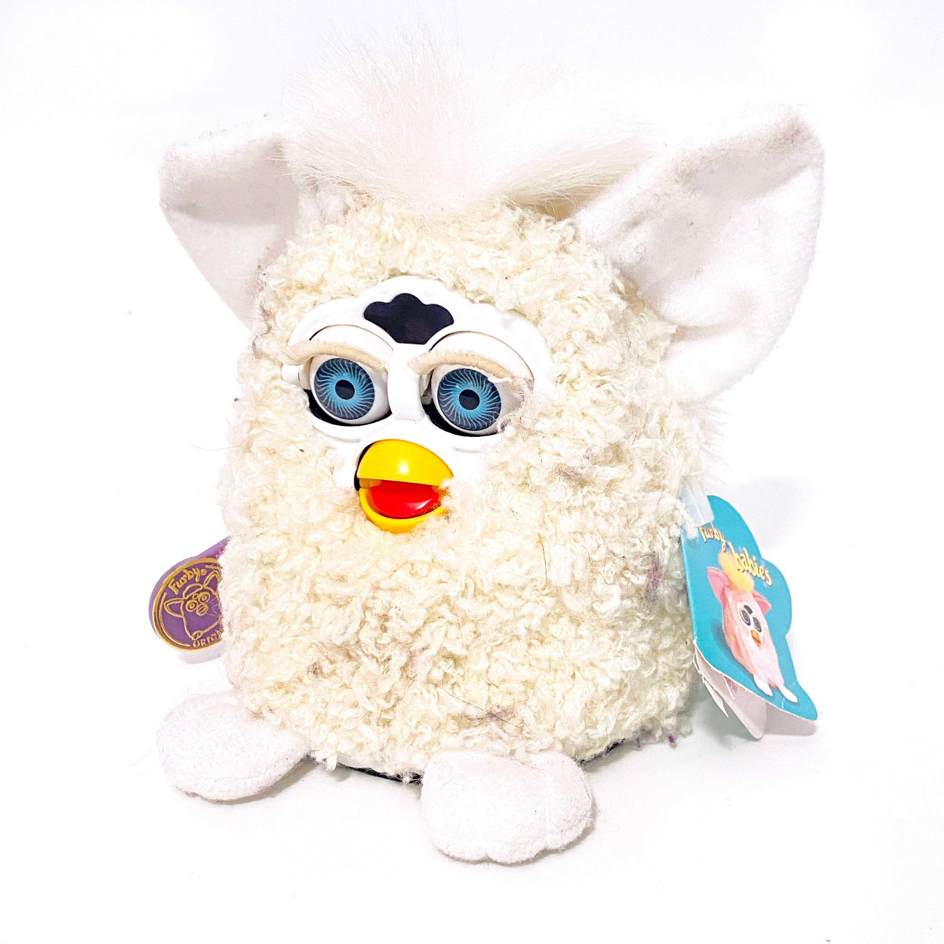 Vintage Curly Lamb Cream Furby Babies 1999 With Blue Eyes