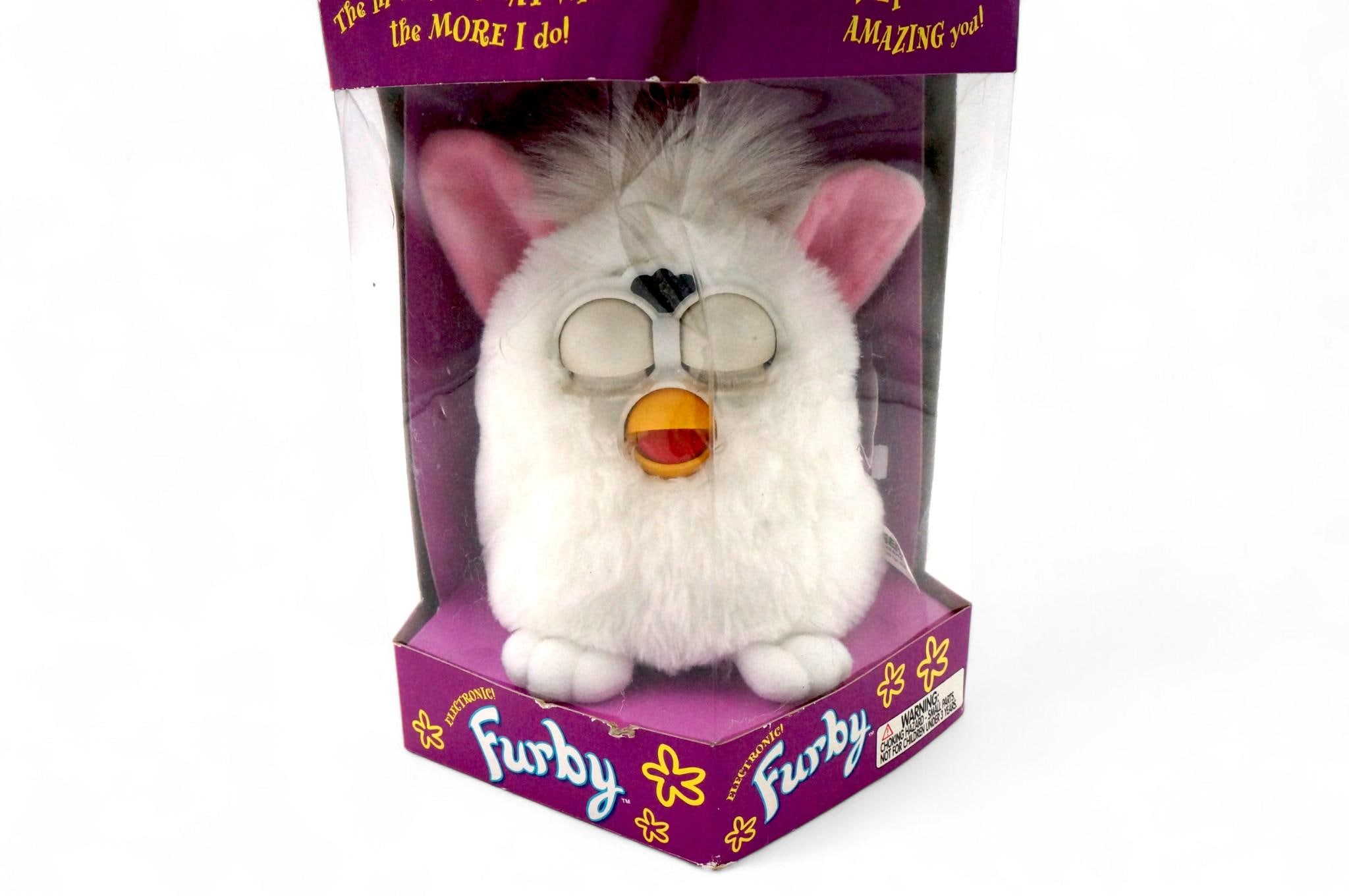 Vintage Pink White Furby 1990s Tested and Works With Tags by Tiger