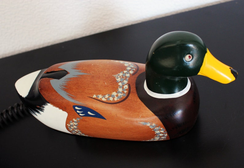 Vintage Wooden Quacking Mallard Duck Telephone Phone Hand Etsy