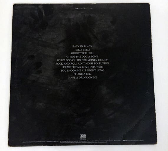 Vintage Original AC/DC Back in Black 16018 Vinyl Record LP