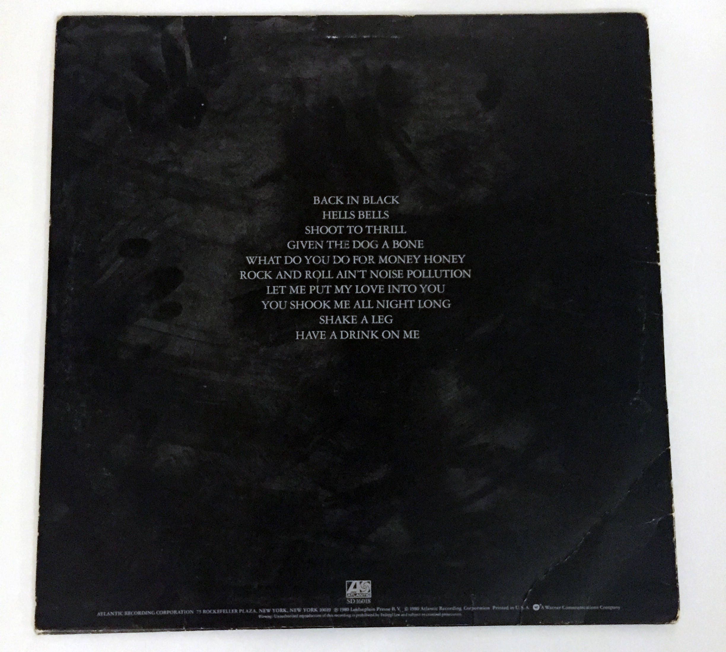 Vintage Original AC/DC Back in Black 16018 Vinyl Record LP Vintage Original AC/DC Back in Black 16018 Vinyl Record LP