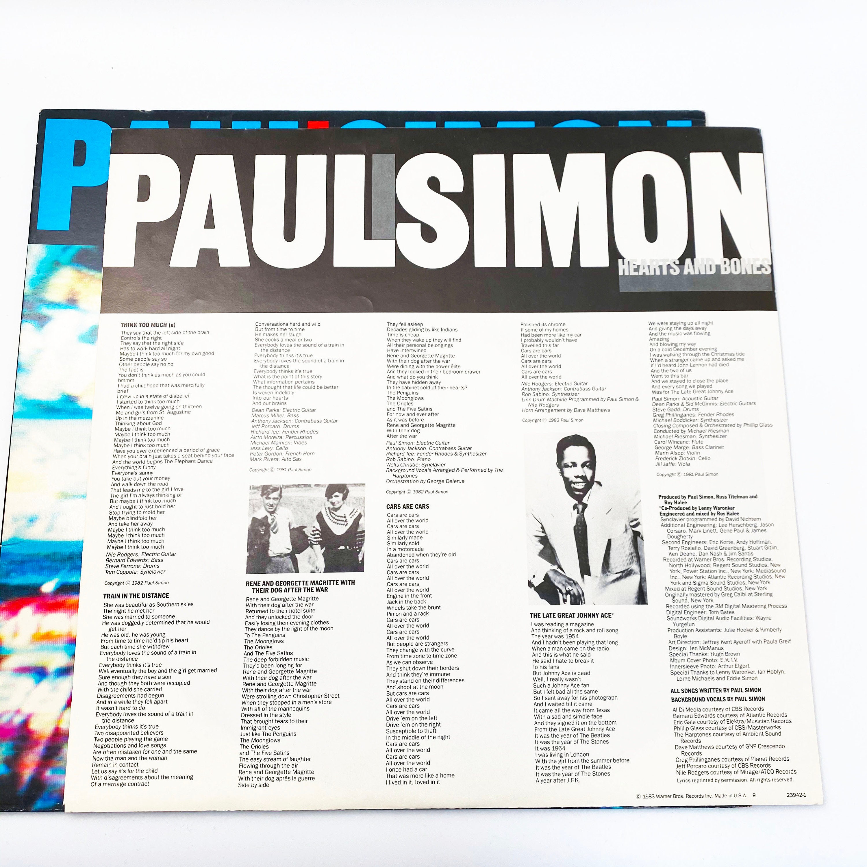 Vintage Paul Simon Hearts and Bones LP With Liner Record Album