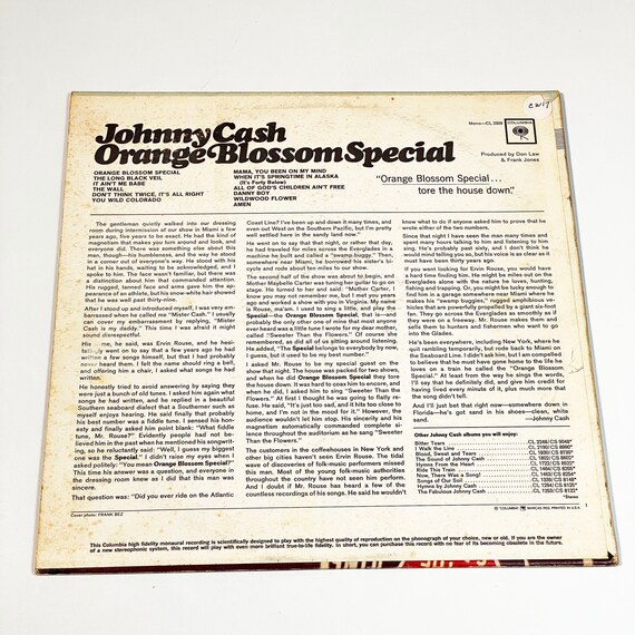 Vintage Johnny Cash Orange Blossom Special Album Vinyl LP Record
