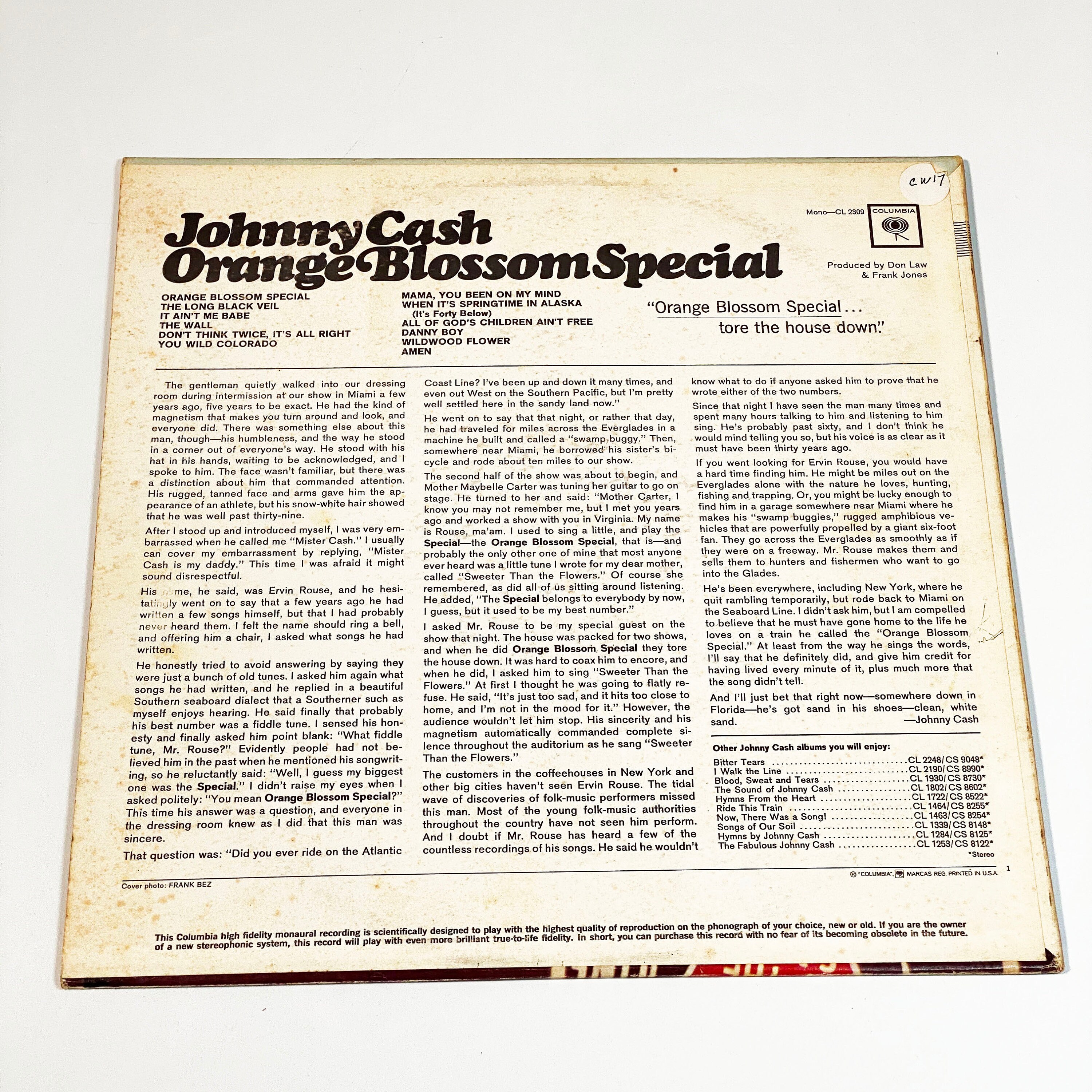Vintage Johnny Cash Orange Blossom Special Album Vinyl LP Record