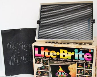 Vintage Lite Brite Toy MIlton Bradley with Blank Refill Sheets and Pegs 1986 80s 1980s