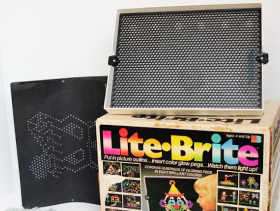 Vintage Lite Brite Toy Milton Bradley With Blank Refill Sheets and Pegs  1986 80s 1980s 