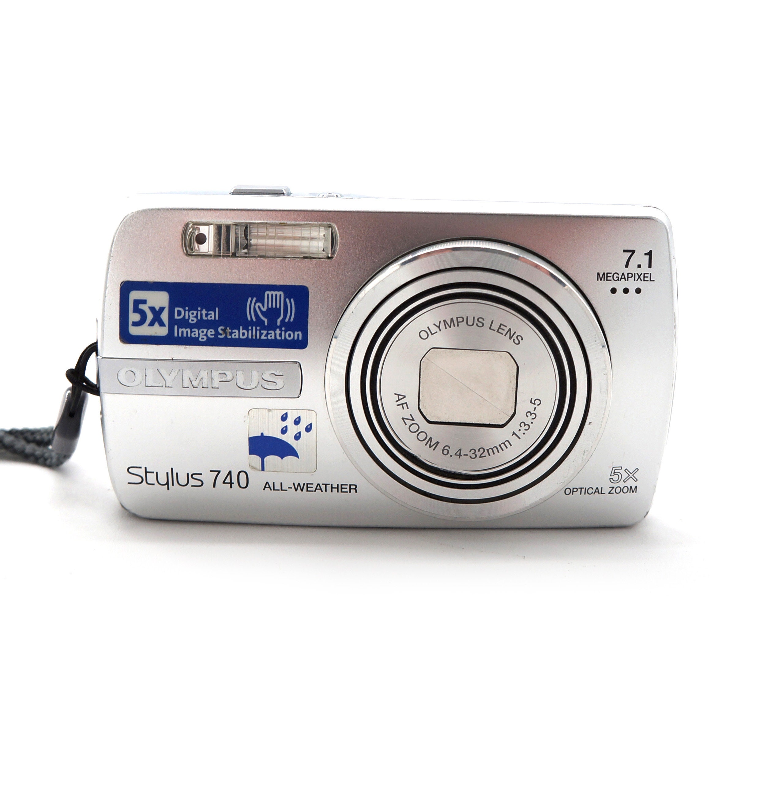 Vintage Olympus Stylus 740 7MP Silver Slim Digital Camera Digi