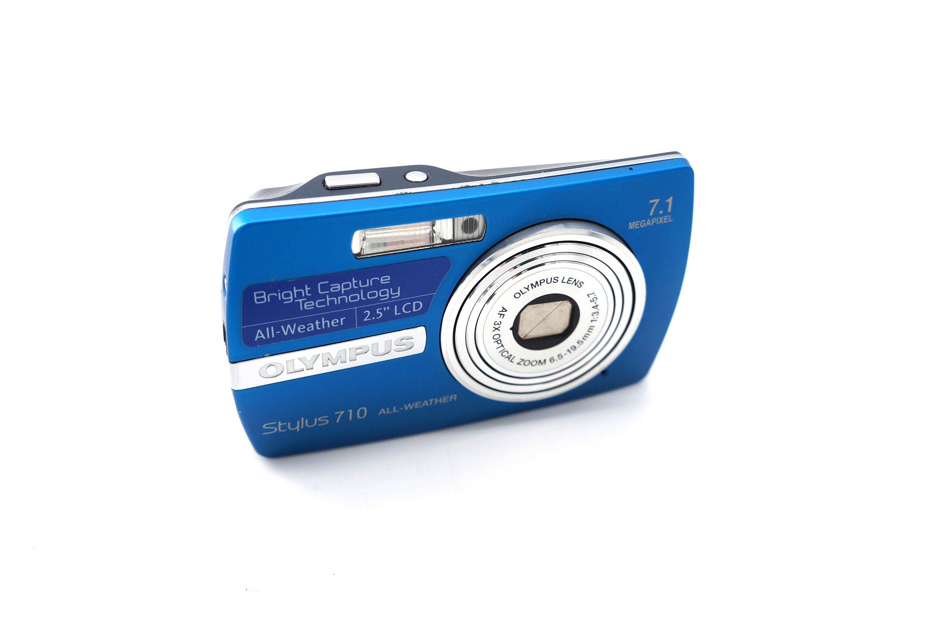 Vintage Olympus Stylus 710 7MP Blue Slim Digital Camera Digi