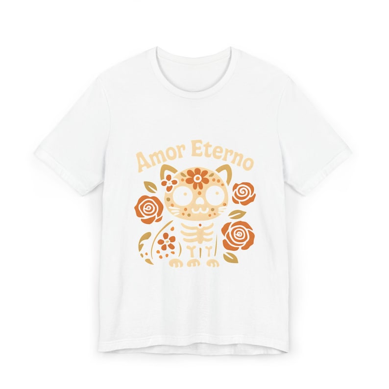 Amor Eterno Cat T-Shirt: Día de los Muertos Sugar Skull Tee image 2