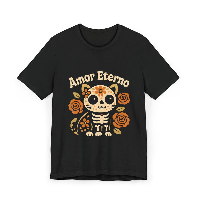 Amor Eterno Cat T-Shirt: Día de los Muertos Sugar Skull Tee image 4
