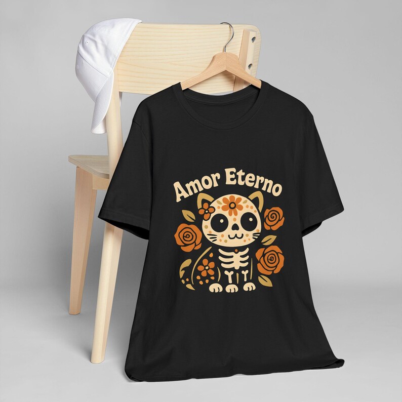 Amor Eterno Cat T-Shirt: Día de los Muertos Sugar Skull Tee image 10