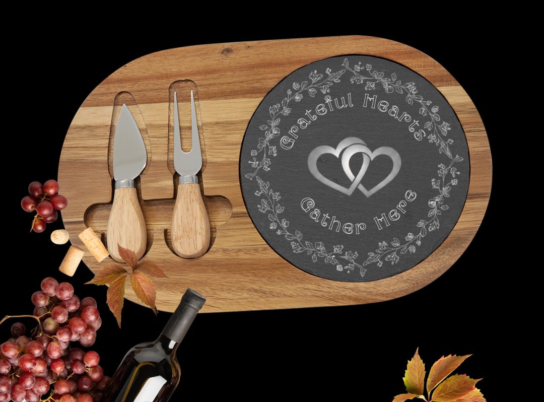 Engraved Acacia Wood Charcuterie Board | Slate Insert, Wedding Gift - Etsy