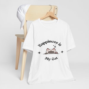 Glück ist ... meine Katze, T-Shirt Kollektion, Wohlfühl Grafik T-Shirt Print Unisex Jersey Kurzarm T-Shirt, Simple Joys Motivations-Shirt
