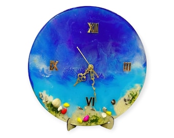 Ocean Resin Wanduhr 30 cm | Strand Dekoration