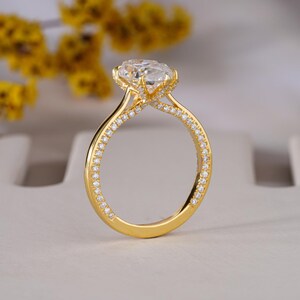 2.50 CT Marquise Cut Moissanite Engagement Ring 14K Gold Wedding Ring Hidden Halo Ring Marquise Solitaire Ring Anniversary Gift For Women