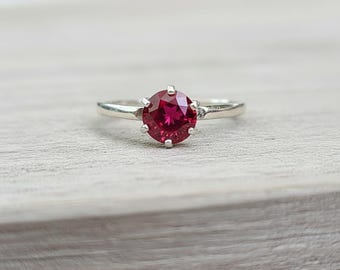 Ruby Ring, 925 Sterling Silver Engagement Ring