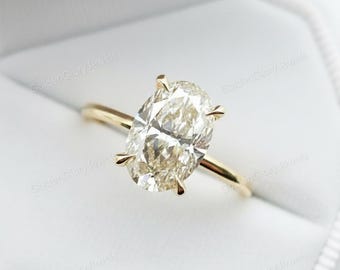 2ct Oval Moissanite Engagement Ring, 925 Sterling Silver Solitaire