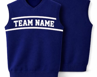 Colete de tricô personalizado | Nome personalizado, cor do time, estampa por sublimação unissex