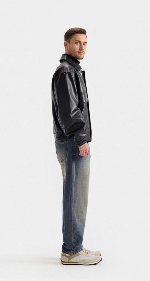 Men's Oversized Black Bomber Jacket: 90s Vintage Style - Etsy