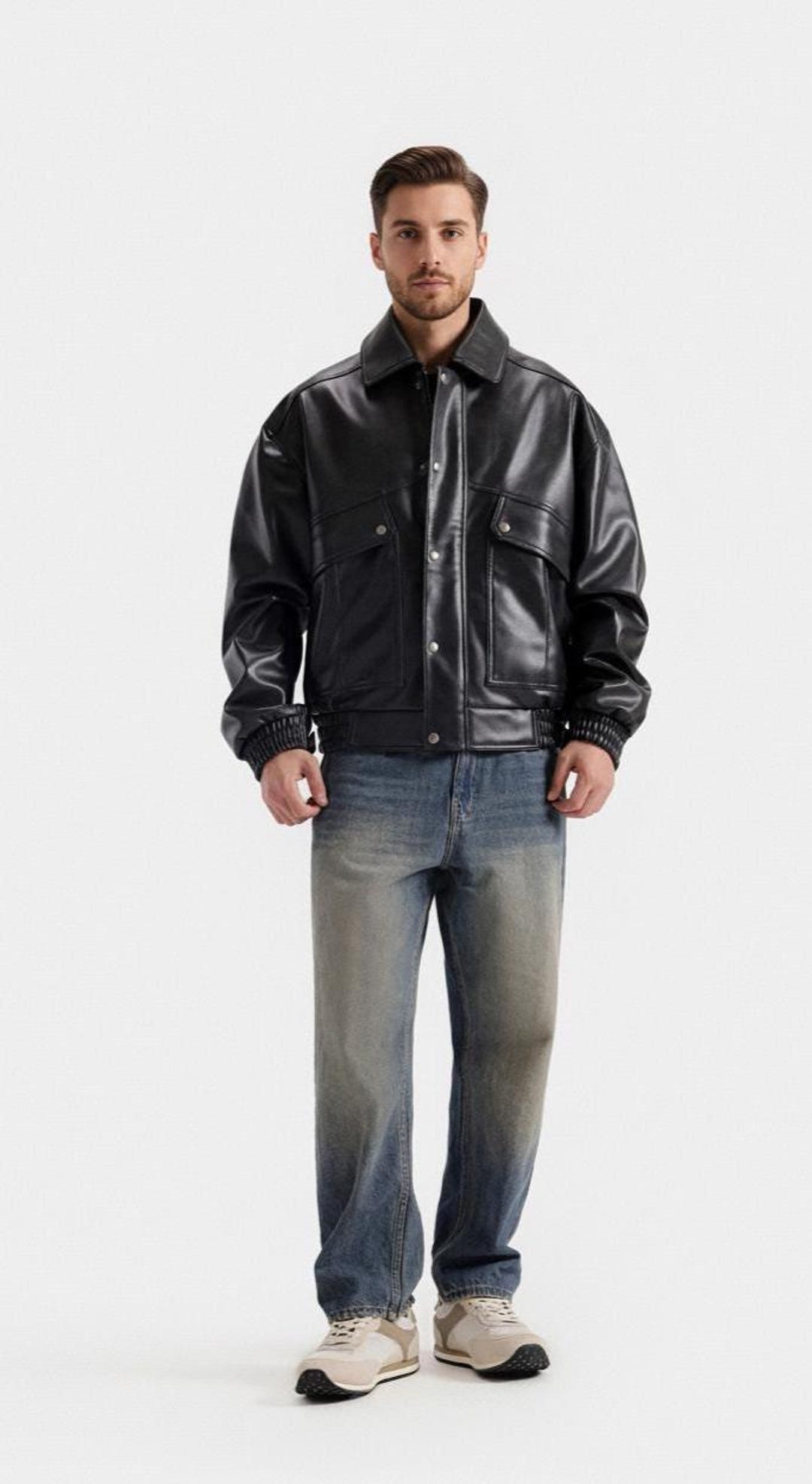Men's Oversized Black Bomber Jacket: 90s Vintage Style - Etsy