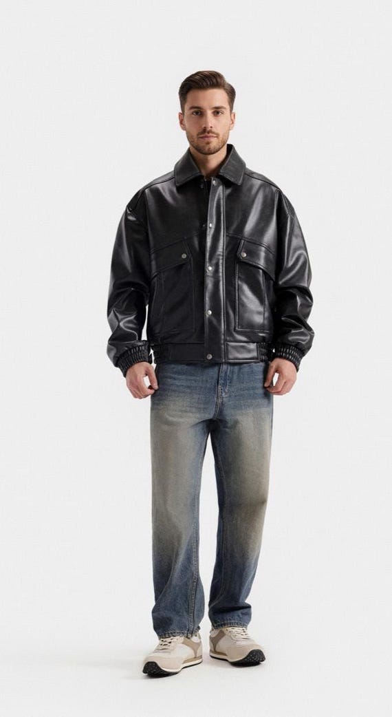 Men's Oversized Black Bomber Jacket: 90s Vintage Style - Etsy
