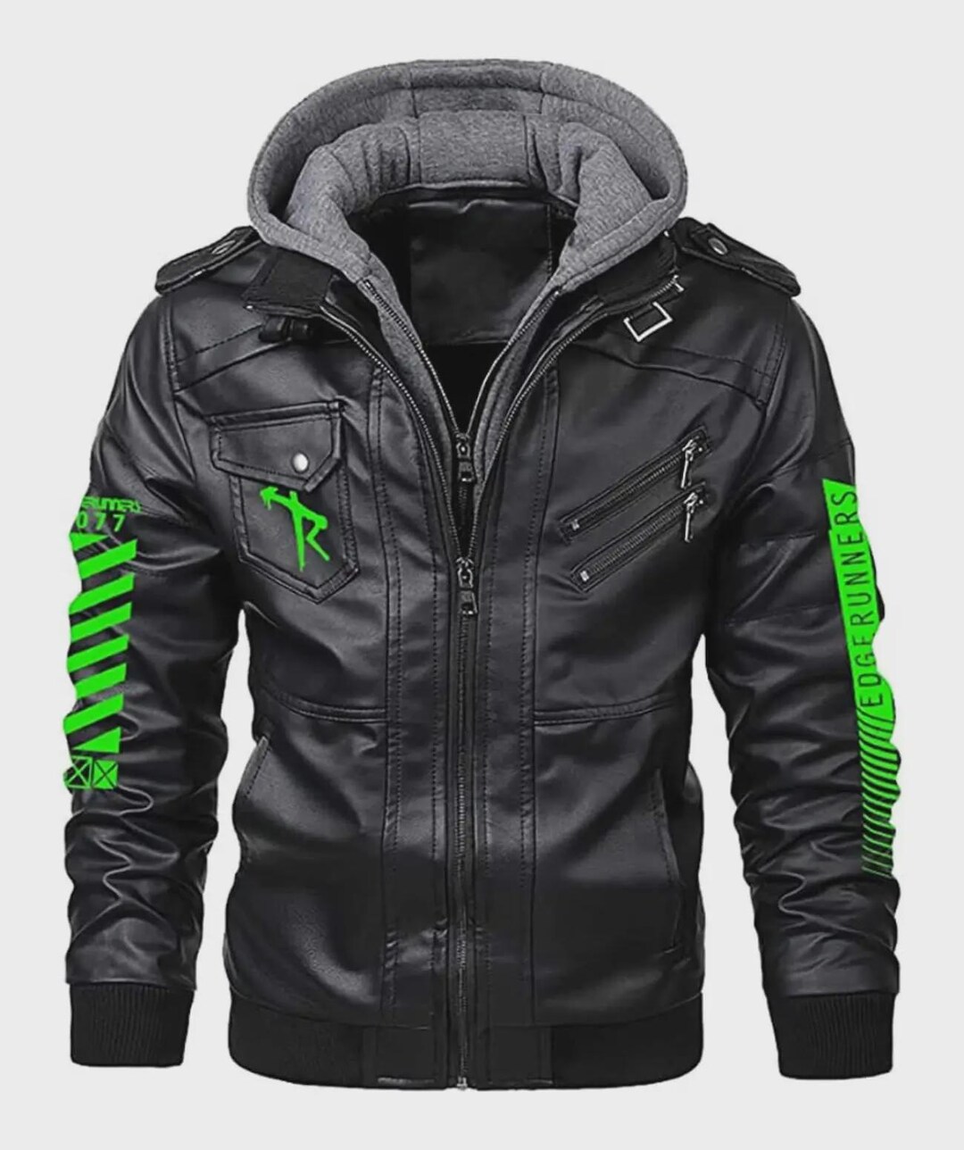 leather jacket cyberpunk netrunner jacket