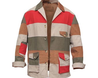 Hunter S. Thompson Baumwoll Feldjacke: Vintage Vegas Patchwork Grüner Mantel