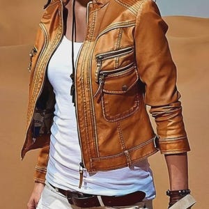 Women Genuine Lambskin Leather Jacket - Motorcycle Slim fit Designer Biker Jacket - Handmade Jacket - Unique Jacket Gift for Her
