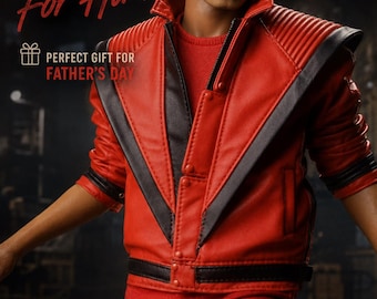 Michael Jackson Thriller Red Leather Jacket – 80s Pop Star Costume