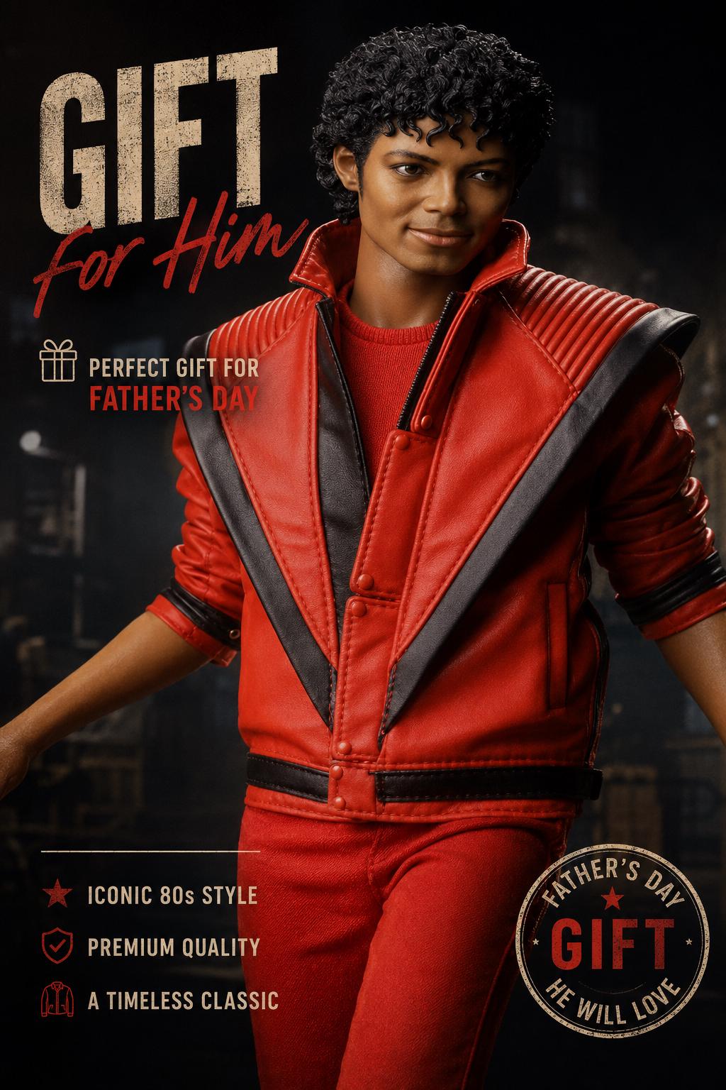 Michael Jackson Thriller Red Leather Jacket – 80s Pop Star Costume