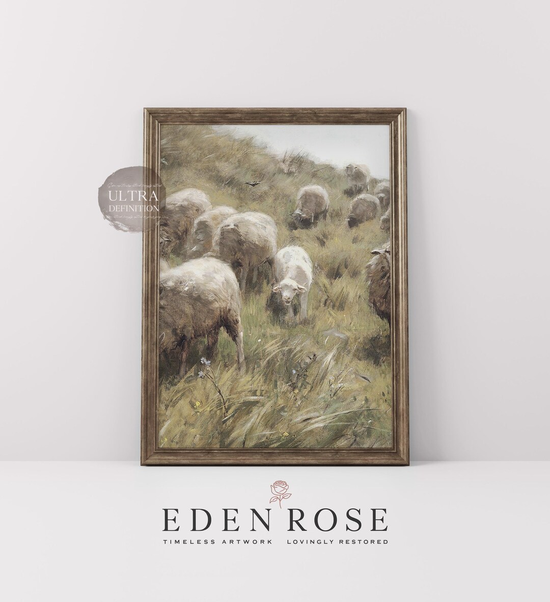 Vintage Sheep Oil Painting • Rustic Farmhouse Art • Lost Sheep Wall Art ...