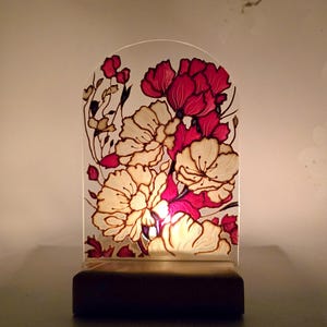 Floral Stained Glass Tealight Holder: Hand-Painted Flower Candle Holder