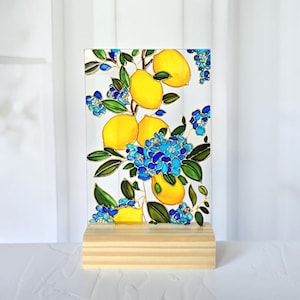 Hand Painted Lemon Suncatcher: Stained Glass Window Art - Personalized