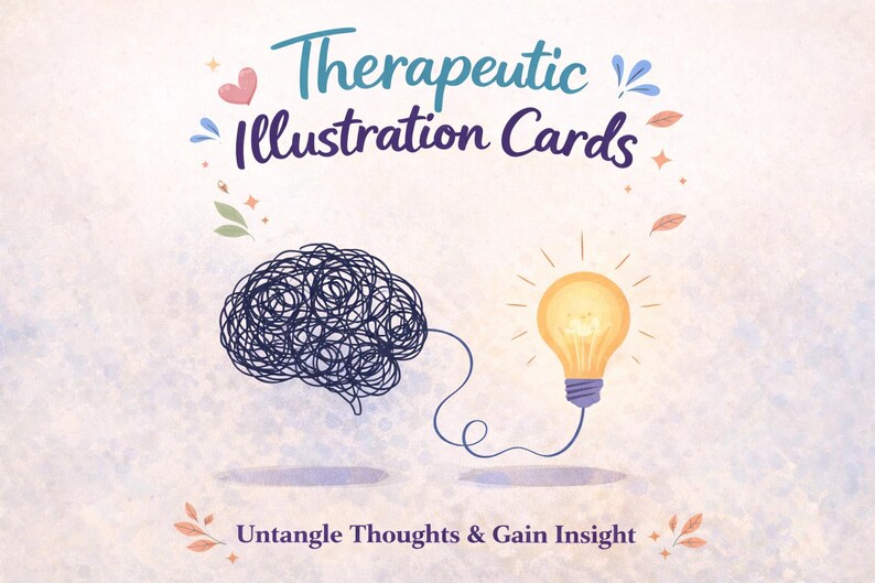 Printable Card Untangled Healing Therapeutic Illustration Cards | 78 Emotional Expression ...