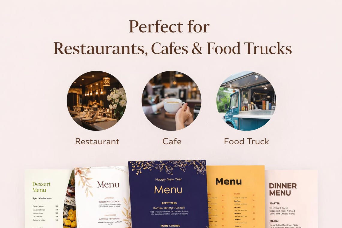 Editable Restaurant Menu Template Bundle – 5 Menu Designs | Canva ...