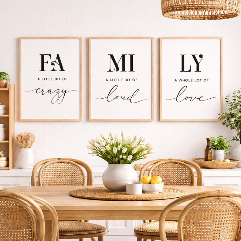 Family Wall Art Prints – Minimalist Home Decor (set of 3) (digital ...