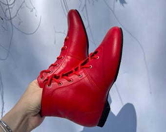 Leather Sole Performance Shoes, Womens Leather Jazz Dance Boots, Handmade Folk Dance Shoes, Custom Lace Up Dance Boots