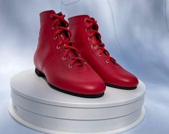 Botas de cuero hechas a mano, zapatos de baile personalizados, botas de jazz de cuero para mujer, zapatos de baile folclórico, calzado de baile con cordones.