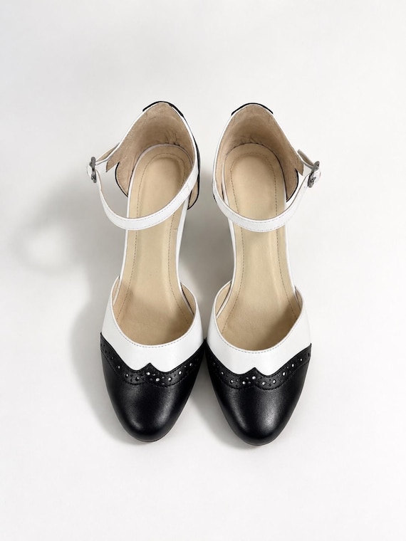 Black Leather Mary Jane Shoes Women, Handmade Closed Toe Low Heel Pumps, Ankle Strap Everyday Work Shoes, Custom Footwear