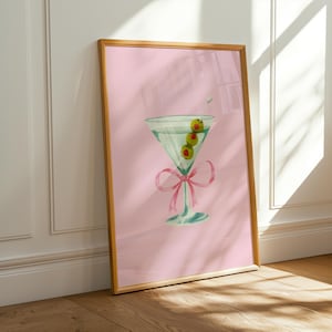 Martini Glass with a Bow | Cocktail Poster | Trendy Bar Cart Decor (Digital Download)