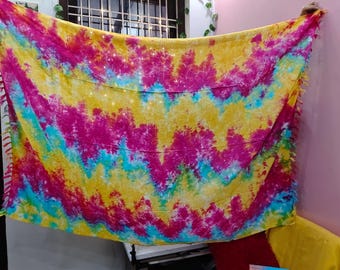 Hand Tie-Dyed Rayon Sarong, Beach Cover-Up, Lightweight Shawl