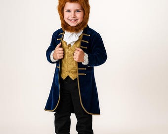 Kids Prince Costume Set: Navy Tailcoat, Gold Vest - Dress-Up Cosplay