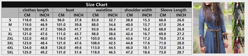 May include: A size chart with measurements in both centimeters and inches for clothes length, bust, waistline, shoulder width, and sleeve length. The chart includes sizes S through 5XL.