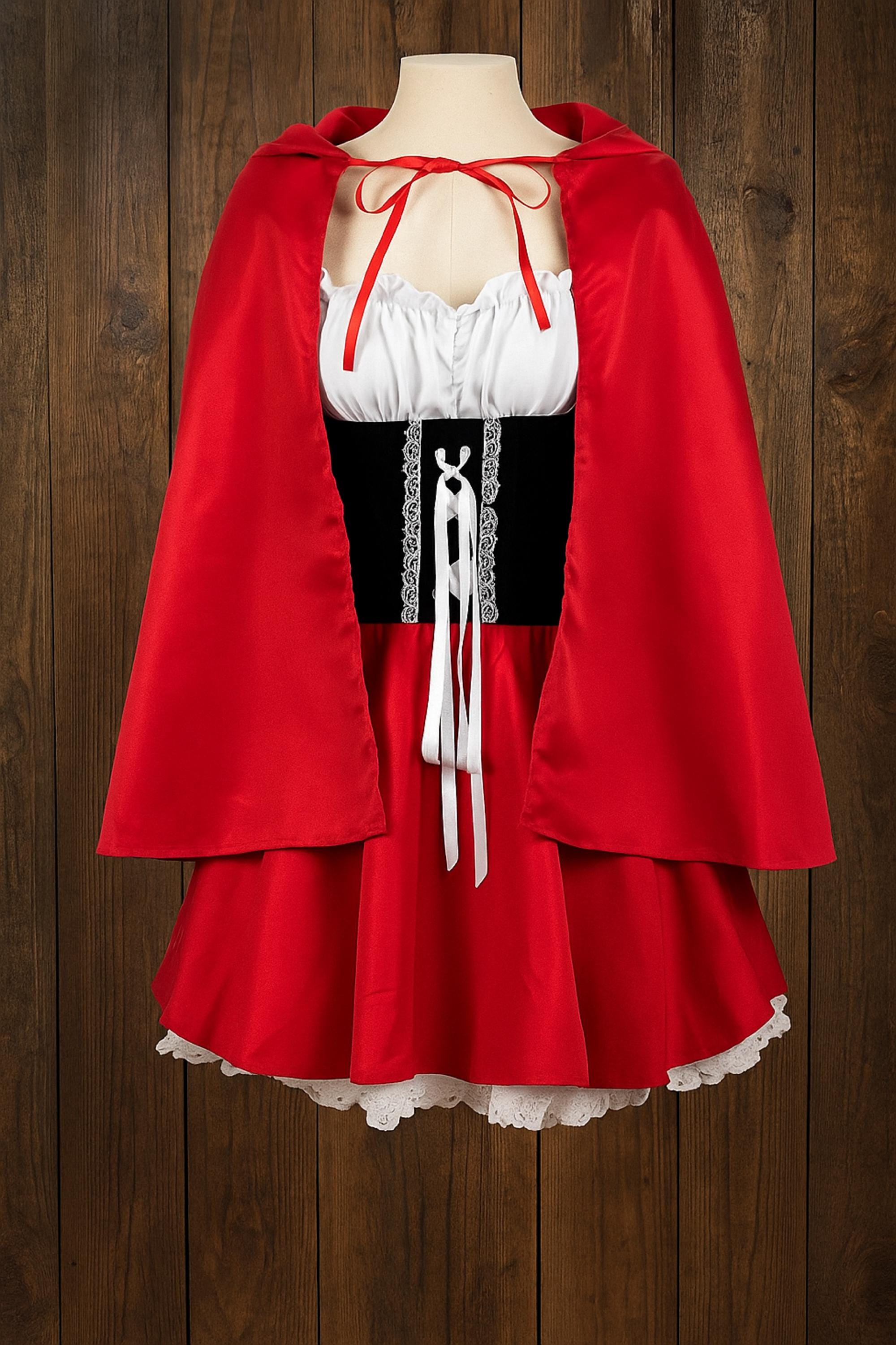 Red Riding Hood Costume: Corset Dress, Hooded Cape - Cosplay Outfit