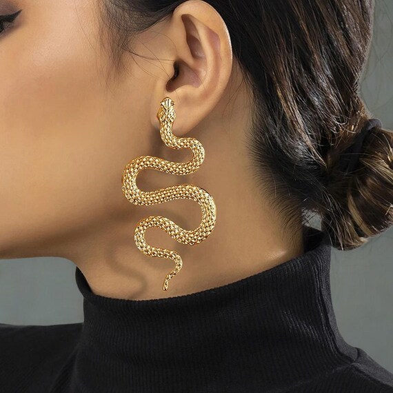 Gothic Snake Stud Earrings - Punk Zinc Alloy Drop Earrings For Women, Halloween & Cosplay