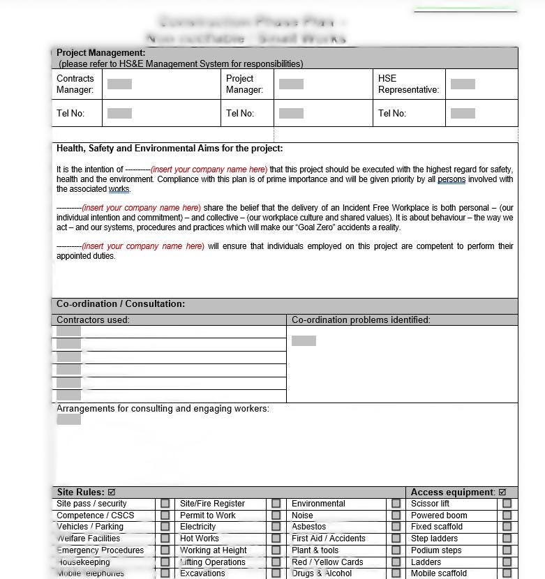 Construction Phase Plan Document/ Template- CDM 2015 - Etsy